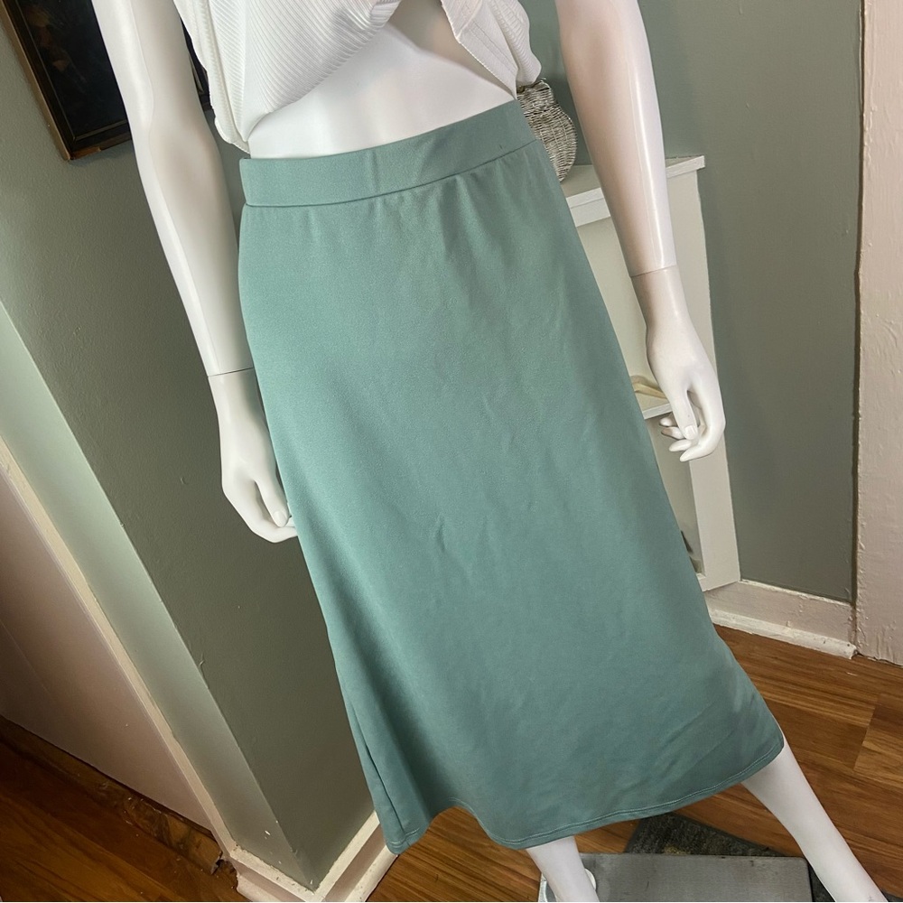 3/$12 Shein Curve Bundle White Asymmetrical Tube Top & Sage Green Pencil Skirt - Picture 2 of 14
